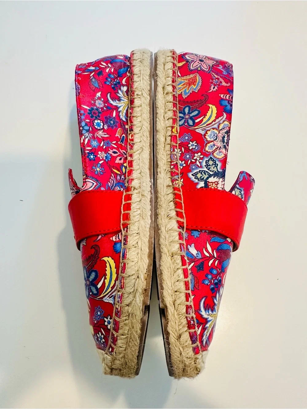 Talbots Red Floral Espadrille Loafers with Buckle Accent